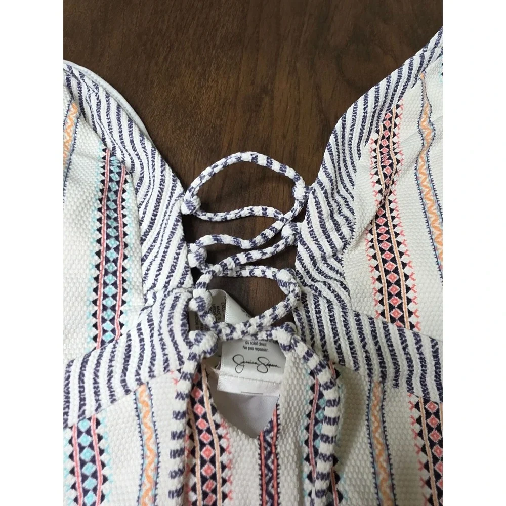 Jessica Simpson Aztec Boho Front Lace-Up One-Piece Swimsuit Size.  XL H3